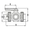 Golyóscsap 3 utas PTFE "T" D50