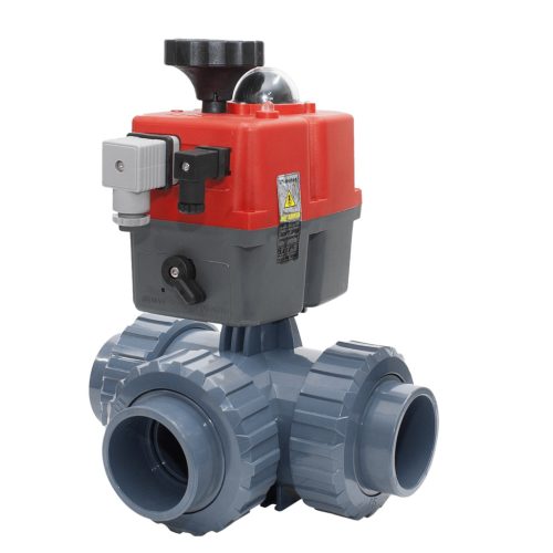 Motoros golyóscsap 3 utas PTFE "T" D63