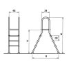 Kétágú inox létra 1 + 4 fokos, max 1,2m