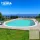 Tierra Blue Pool, 5x3x1,5 m-es ovális, süllyesztett víztükrű medence 0,8 mm-es homok színű fóliával