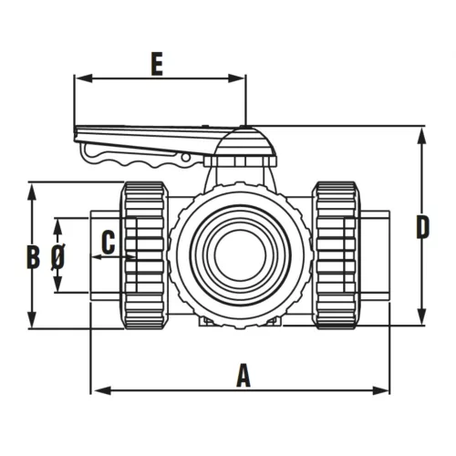 Golyóscsap 3 utas PTFE "L" D63