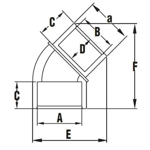 Könyök KB 45º 50x50x40