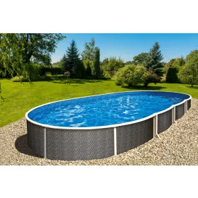 Azuro oval Rattan, kék 5,5x3,7x1,2m