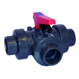 3 utas golyóscsap L és T zárású, PTFE d63