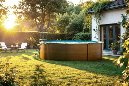 Ø 350 x 120 cm kör medence, fa mintázattal