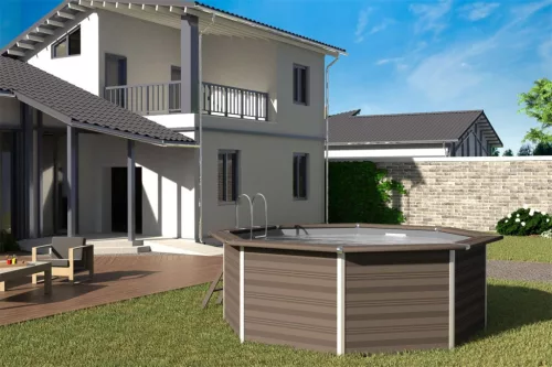Gre WPC kompozit 410x124cm kerek medence szett