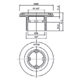   Alapelem MTS típus beton medencéhez 2”-1½”, D50 L=40mm