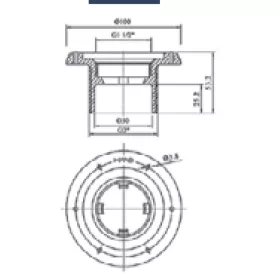   Alapelem MTS típus fóliás medencéhez 2”-1½”, D50 L=40mm