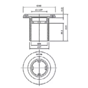   Alapelem MTS típus beton medencéhez 2”-1½”, D50 L=70mm